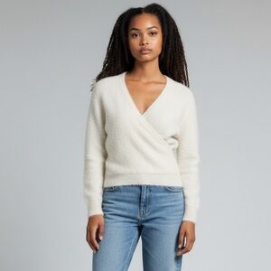 Banana Republic Soft Fuzzy Ballet Faux Wrap Sweater Ivory Size M